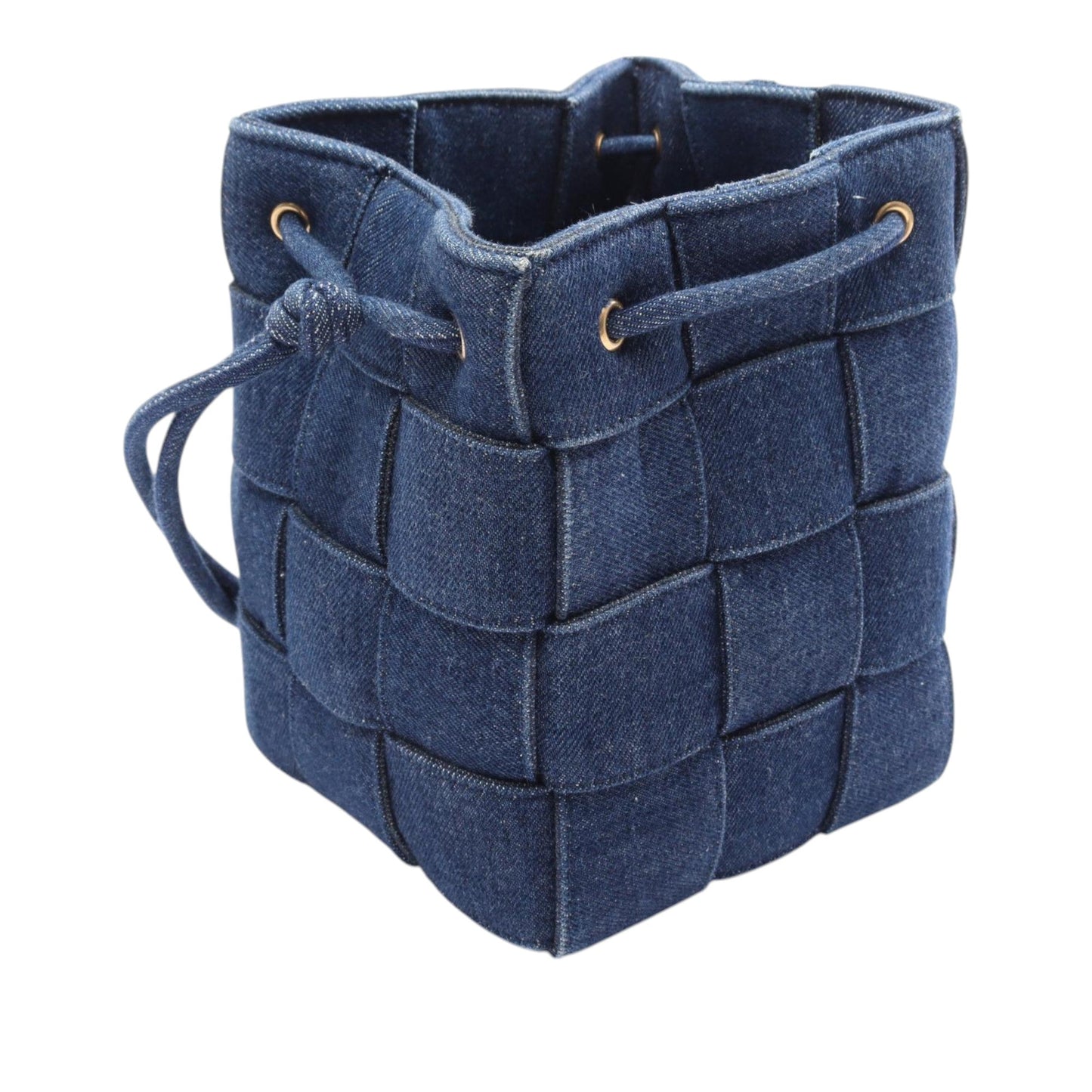 Bottega Veneta Small Denim Maxi Intrecciato Cassette Bucket Bag