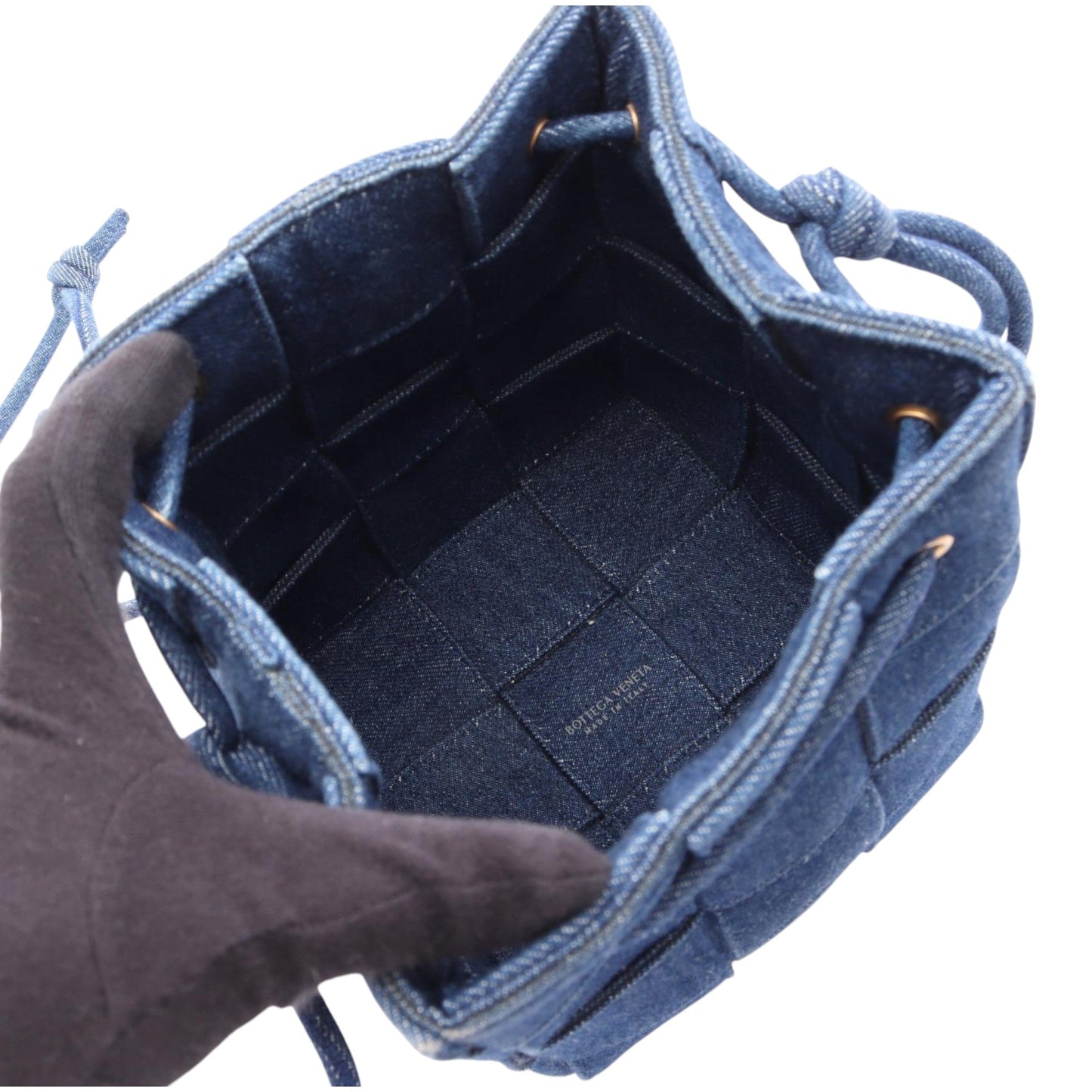 Bottega Veneta Small Denim Maxi Intrecciato Cassette Bucket Bag