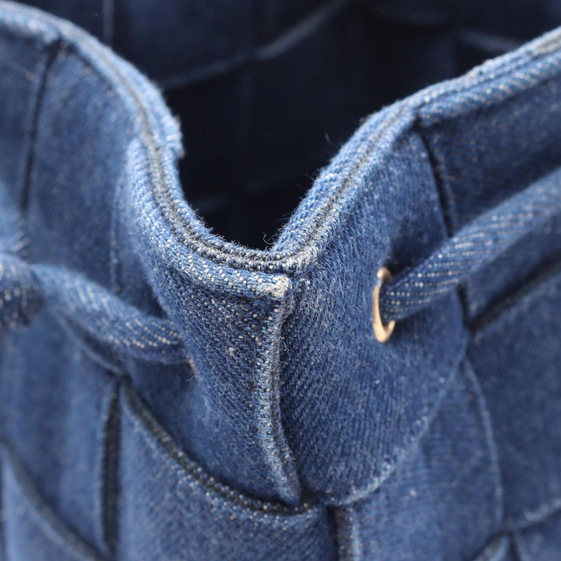 Bottega Veneta Small Denim Maxi Intrecciato Cassette Bucket Bag