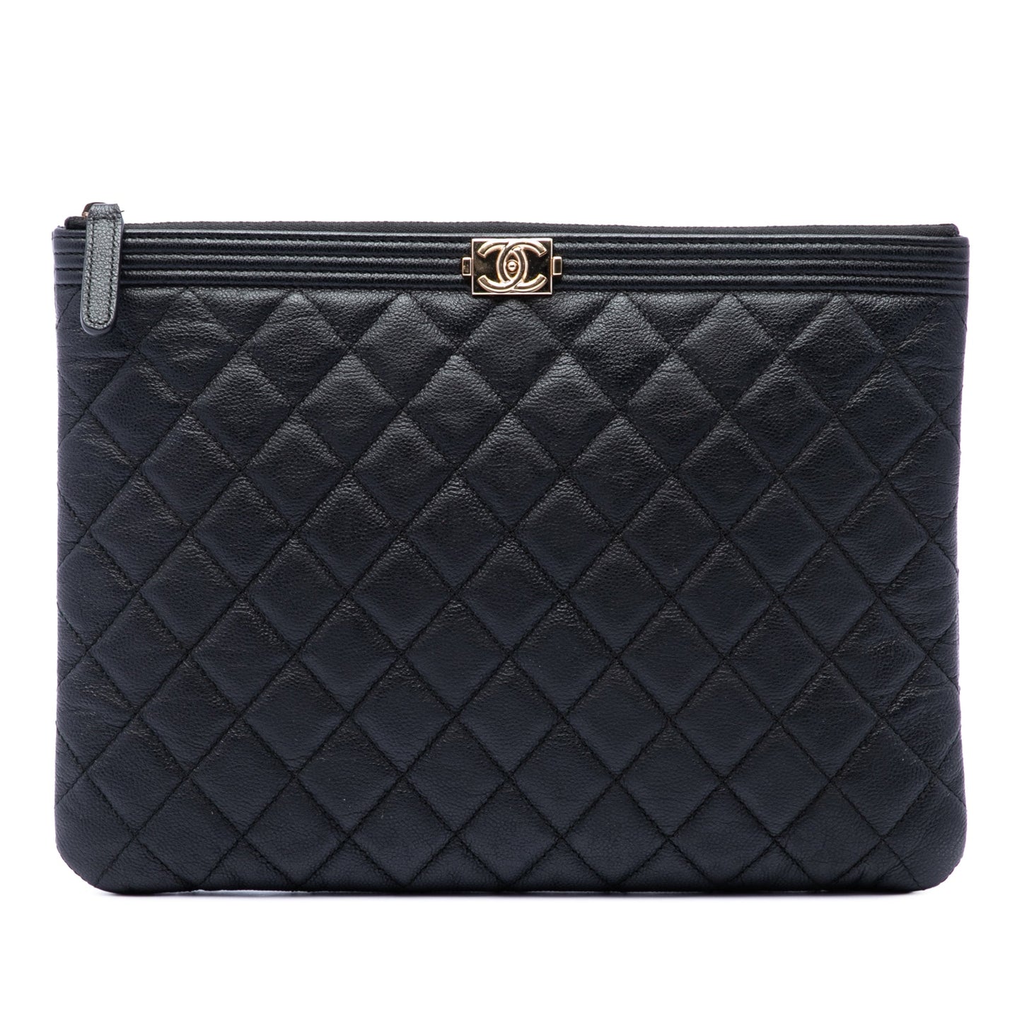 Chanel Medium Quilted Caviar Boy O Case Clutch