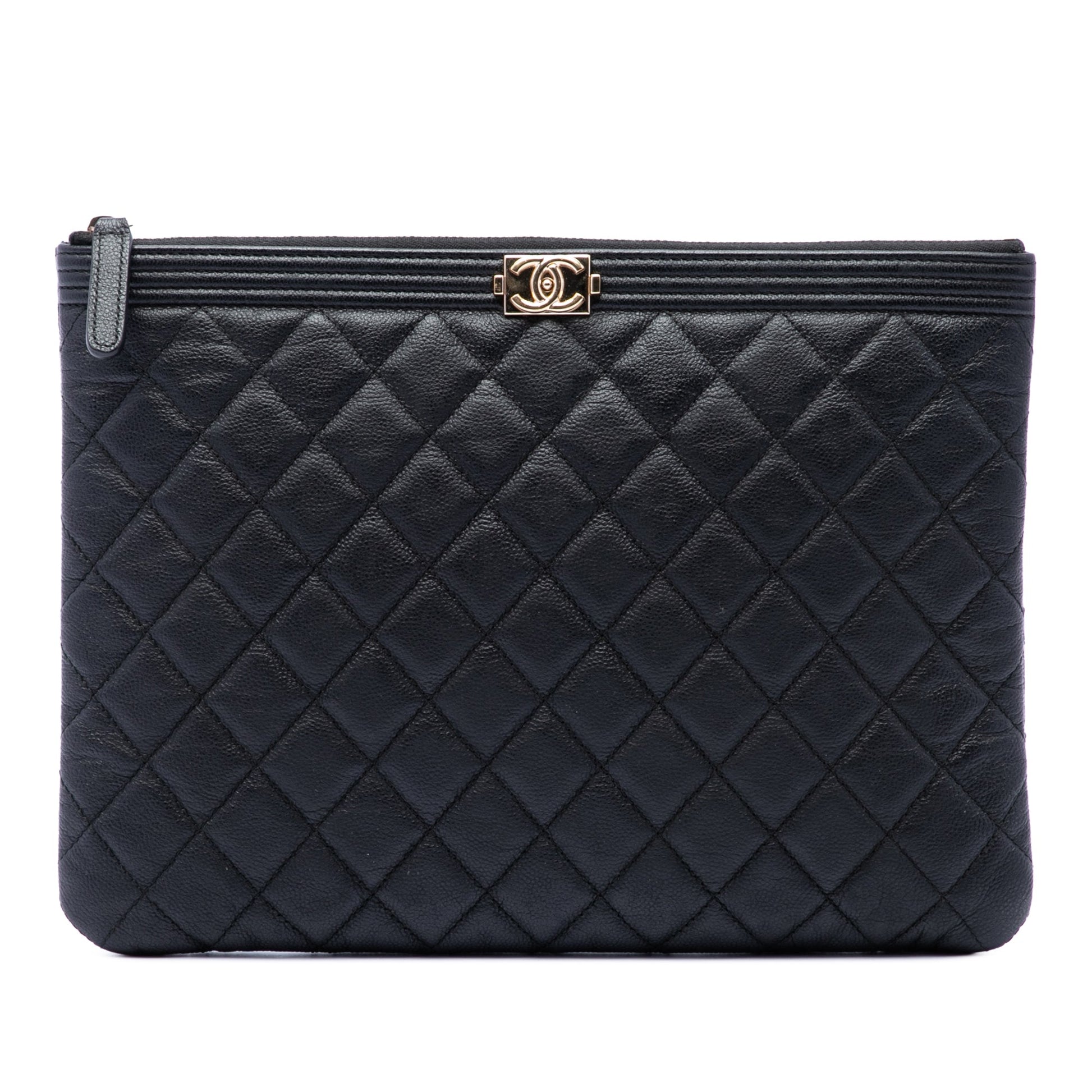 Chanel Medium Quilted Caviar Boy O Case Clutch