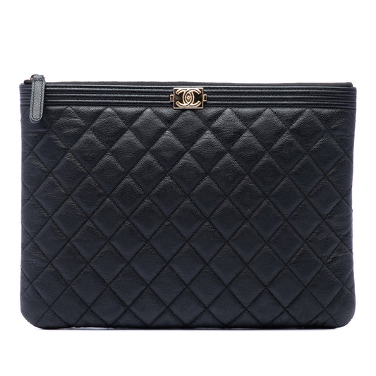 Chanel Medium Quilted Caviar Boy O Case Clutch