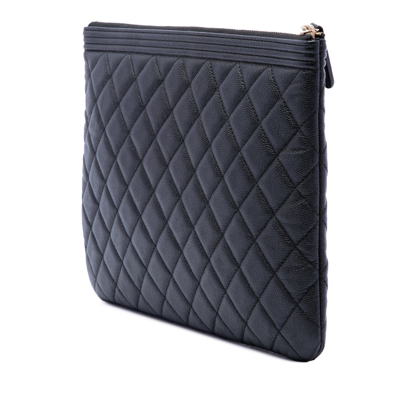 Chanel Medium Quilted Caviar Boy O Case Clutch