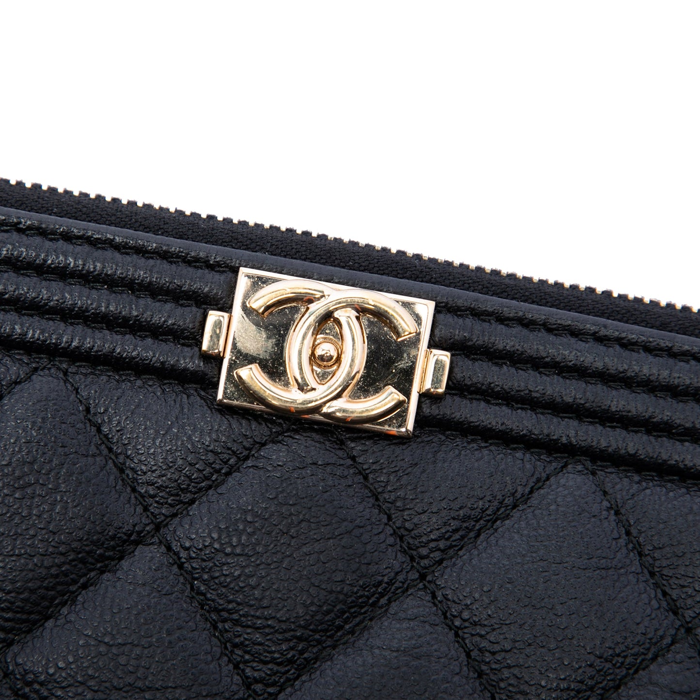 Chanel Medium Quilted Caviar Boy O Case Clutch
