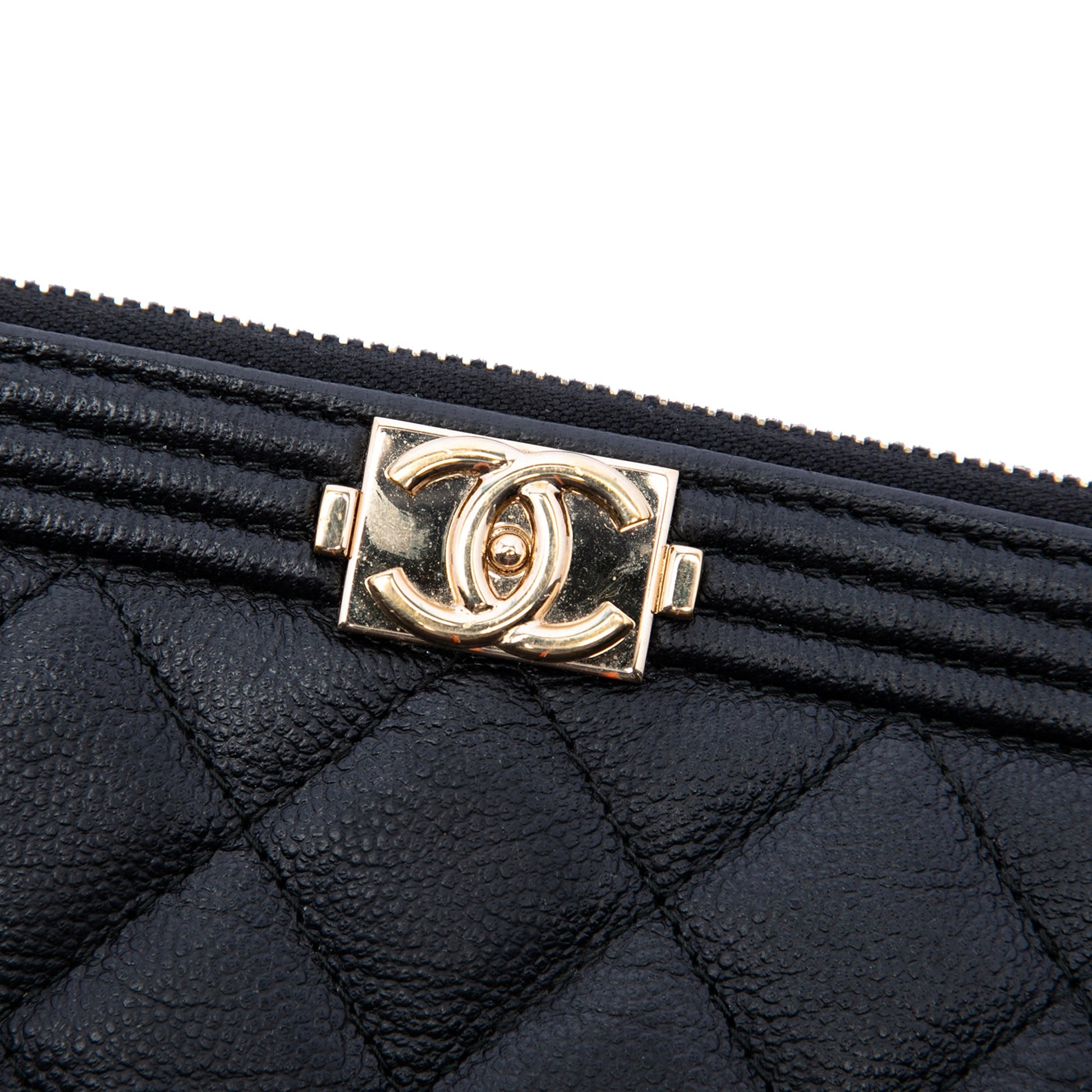 Chanel Medium Quilted Caviar Boy O Case Clutch