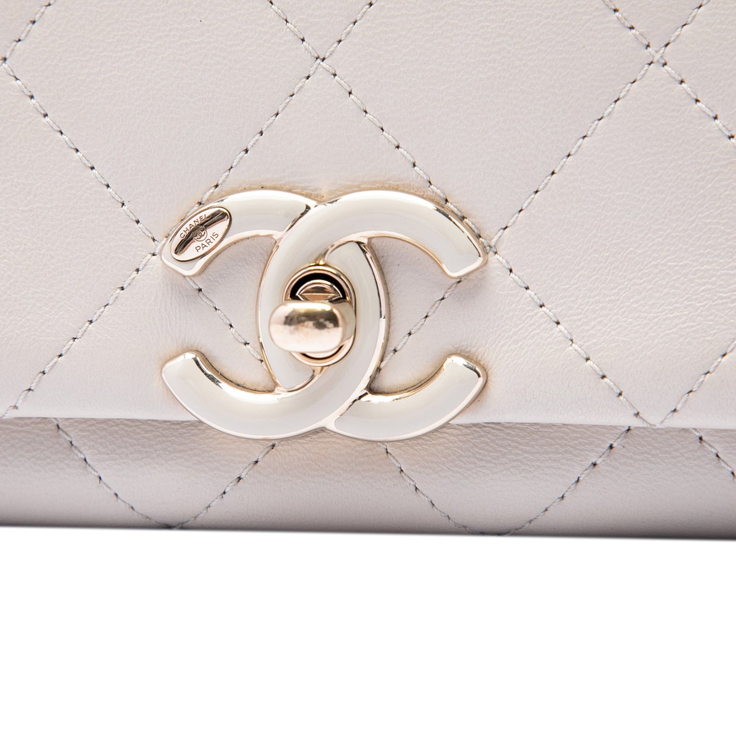 Chanel Large Quilted Lambskin Twist Chain Enamel CC Flap