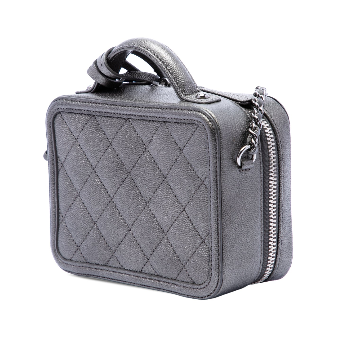 Chanel Small Metallic Caviar CC Filigree Vanity Case