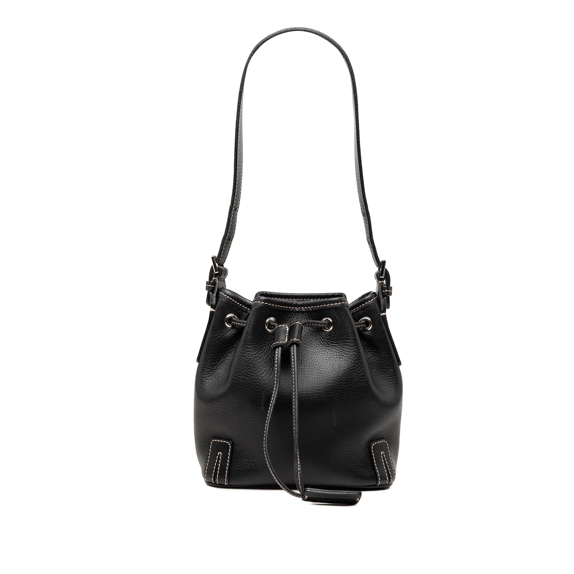Burberry Leather Drawstring Bucket Bag