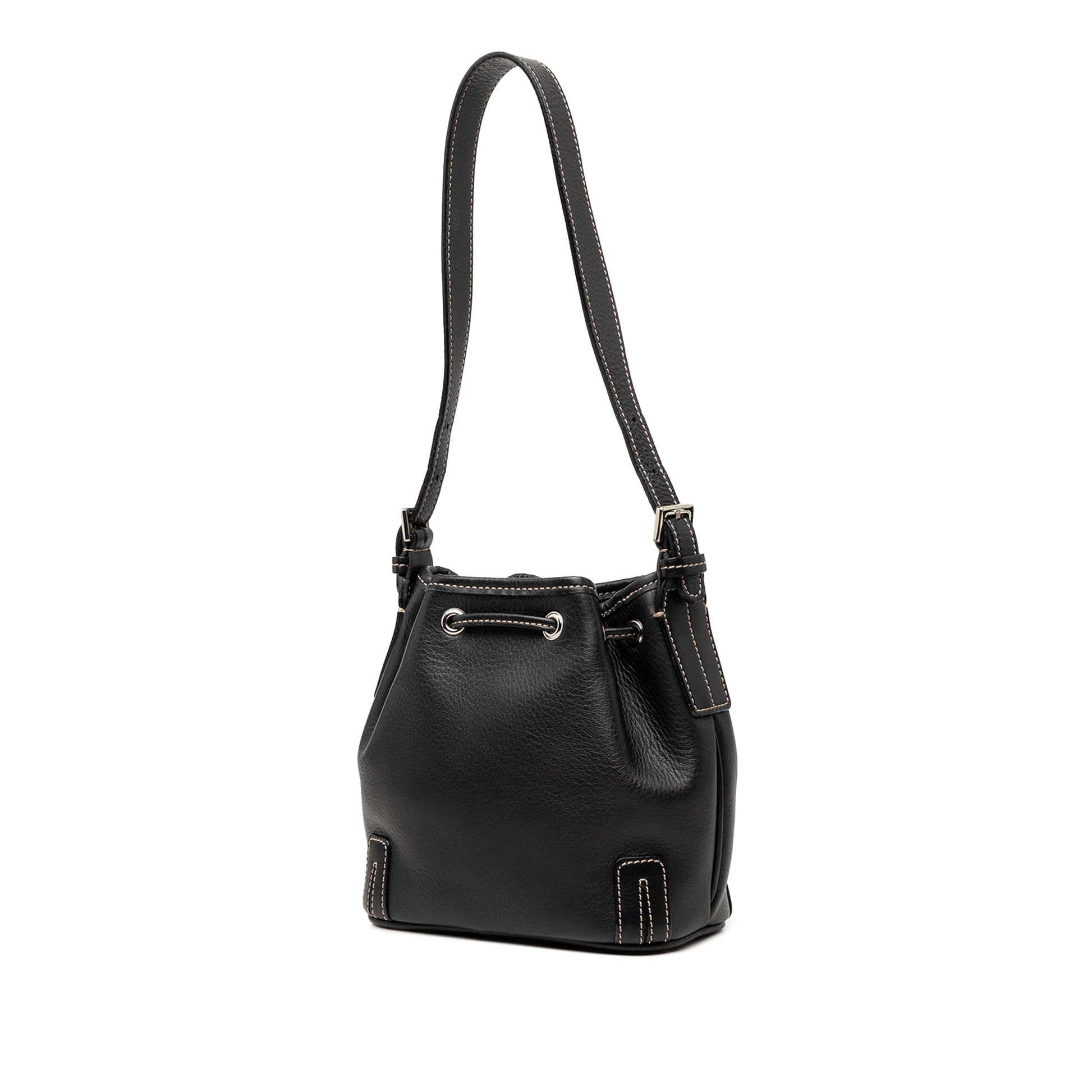 Burberry Leather Drawstring Bucket Bag