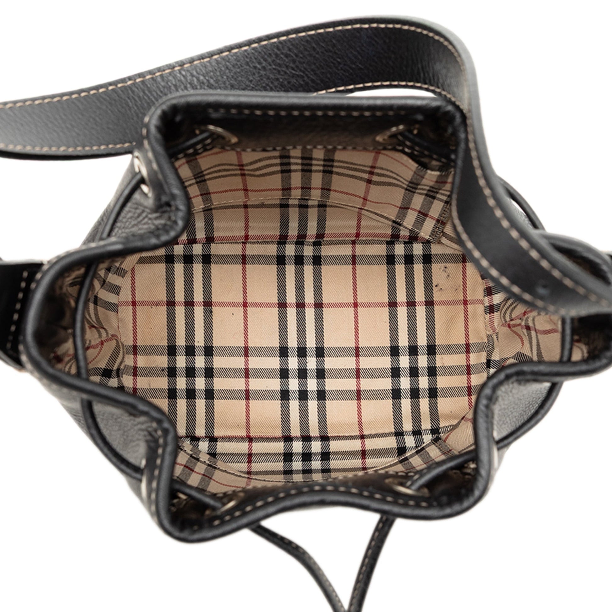 Burberry Leather Drawstring Bucket Bag