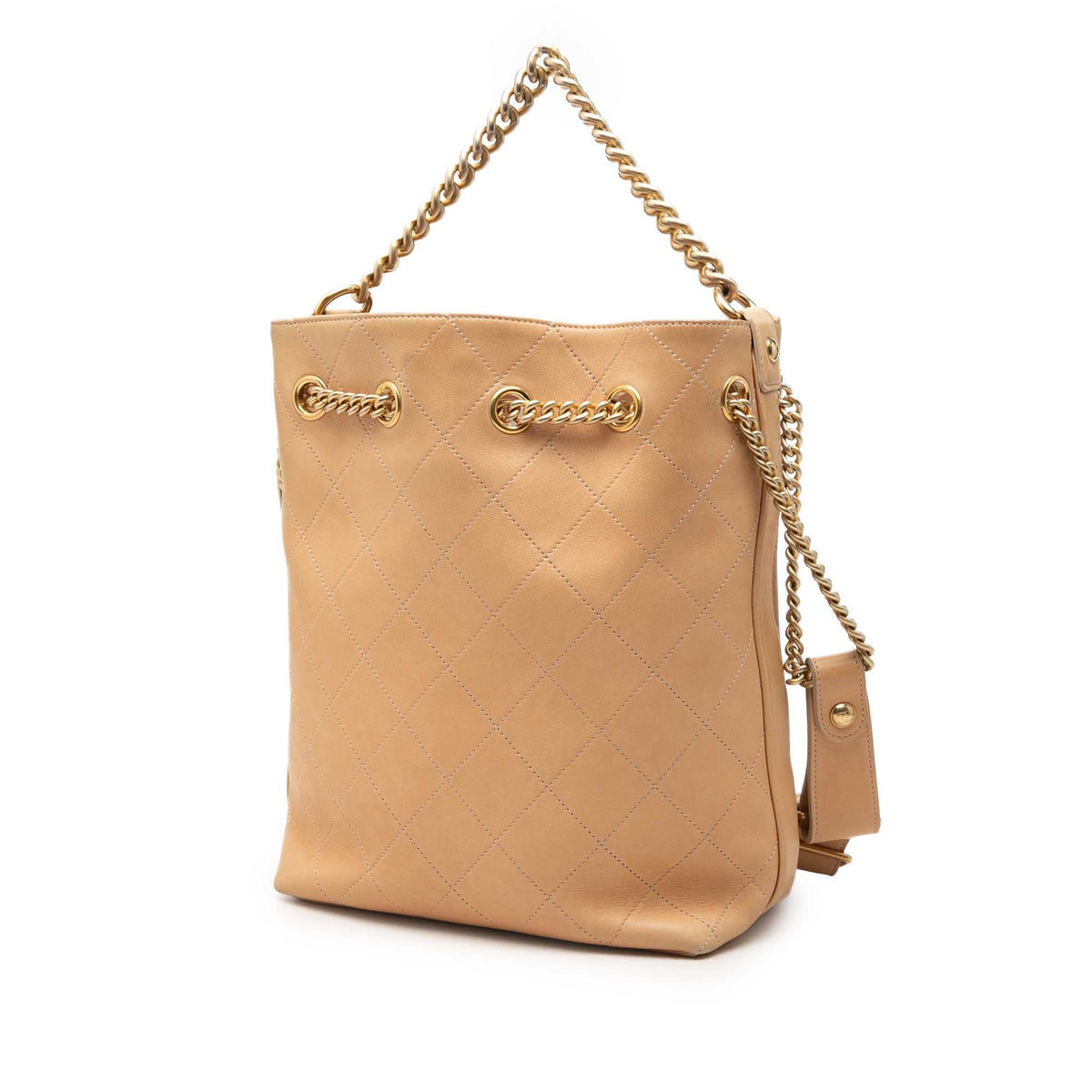 Chanel Large CC Quilted Calfskin On My Shoulder Drawstring Bucket Bag