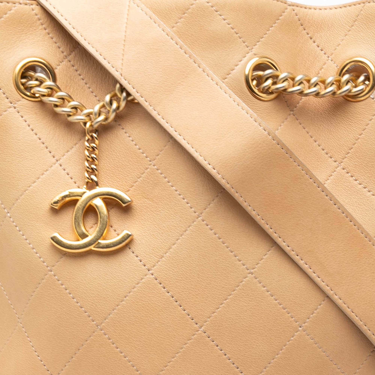 Chanel Large CC Quilted Calfskin On My Shoulder Drawstring Bucket Bag