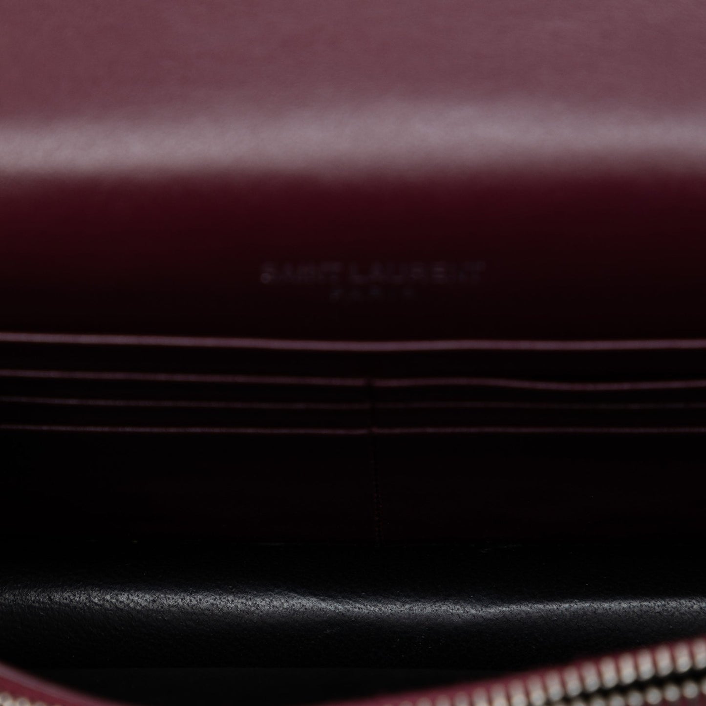 Saint Laurent Croc Embossed Leather Monogram Kate Tassel Wallet on Chain