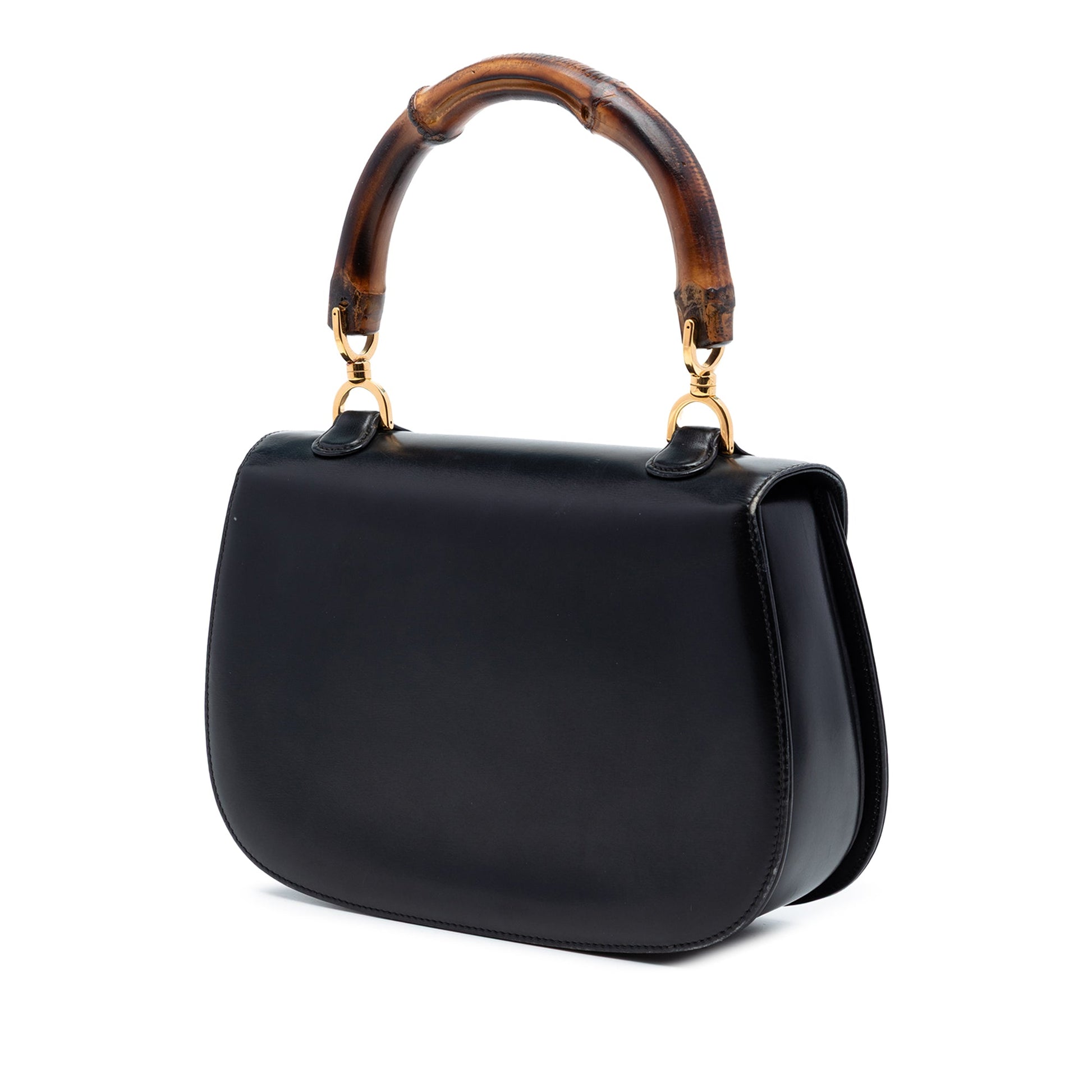 Gucci Small Calfskin Bamboo Top Handle Bag