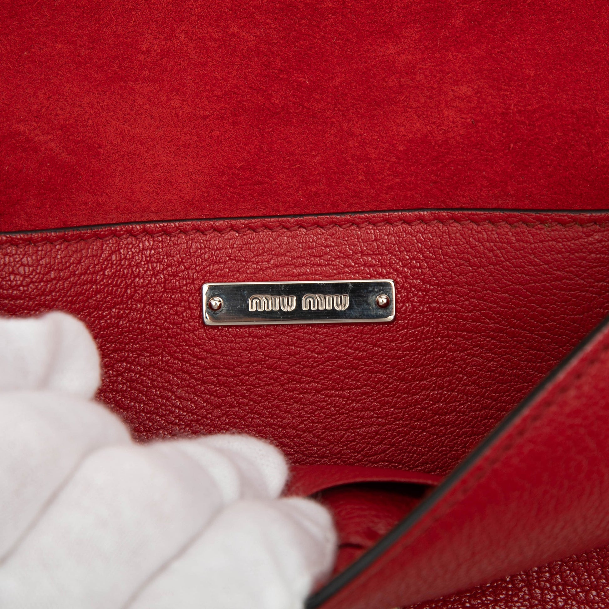 Miu Miu Goatskin Madras Miu Logo Crossbody