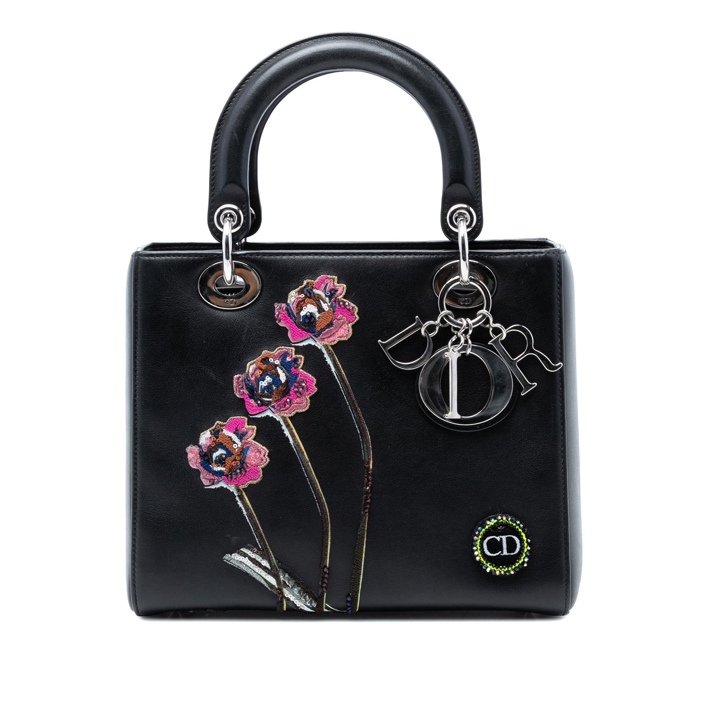 Dior Medium Calfskin Embroidered Flower Lady Dior