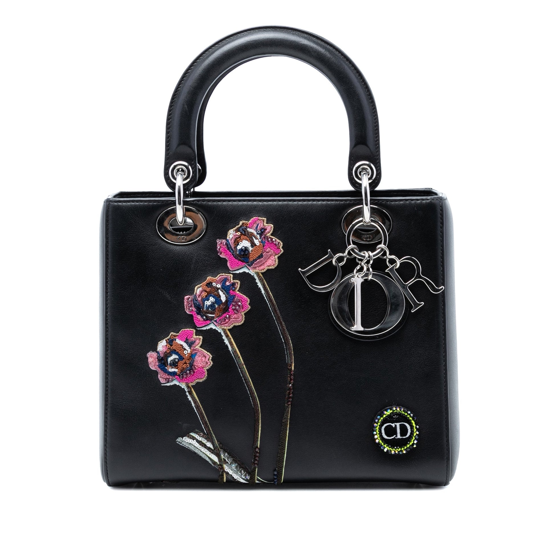 Dior Medium Calfskin Embroidered Flower Lady Dior