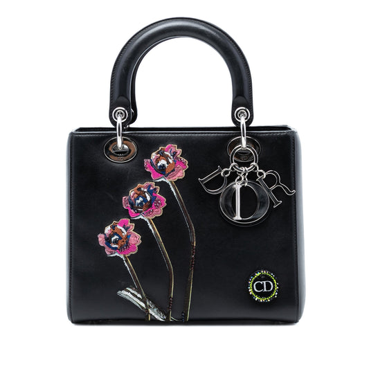 Dior Medium Calfskin Embroidered Flower Lady Dior