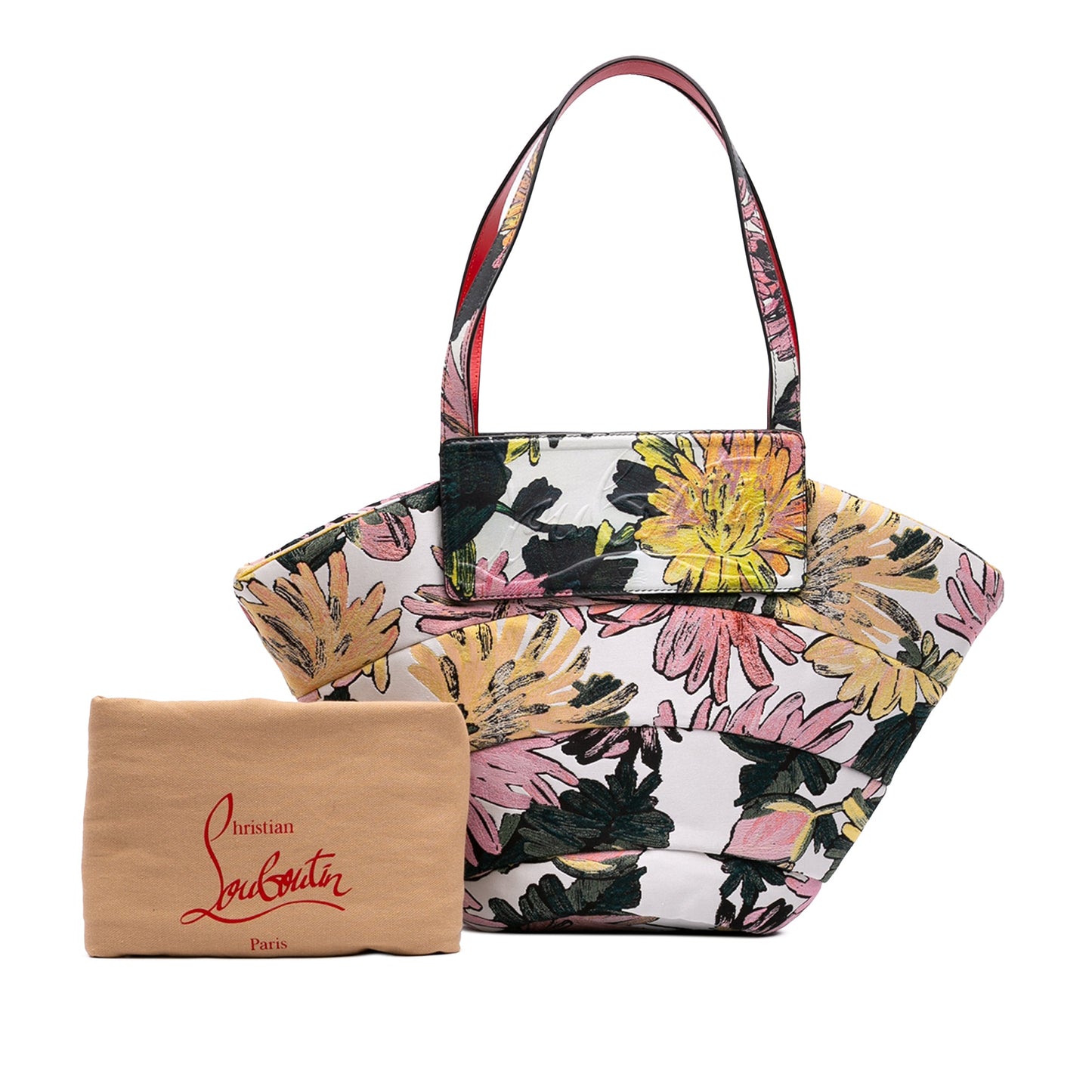Christian Louboutin Canvas Floral Embroidered Loubishore Tote