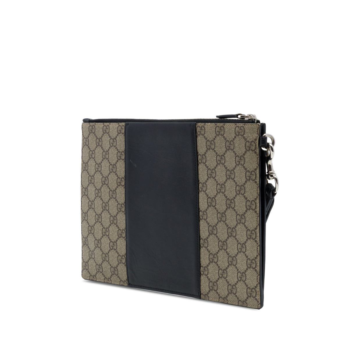 Gucci GG Supreme Wristlet Zip Pouch — Beige
