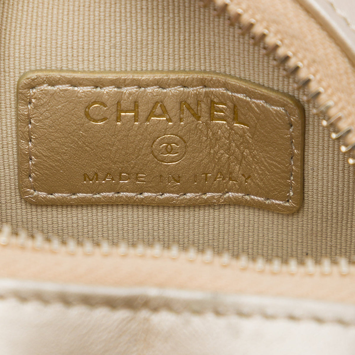 Chanel Mini Quilted Metallic Lambskin CC In Love Heart Bag — Gold