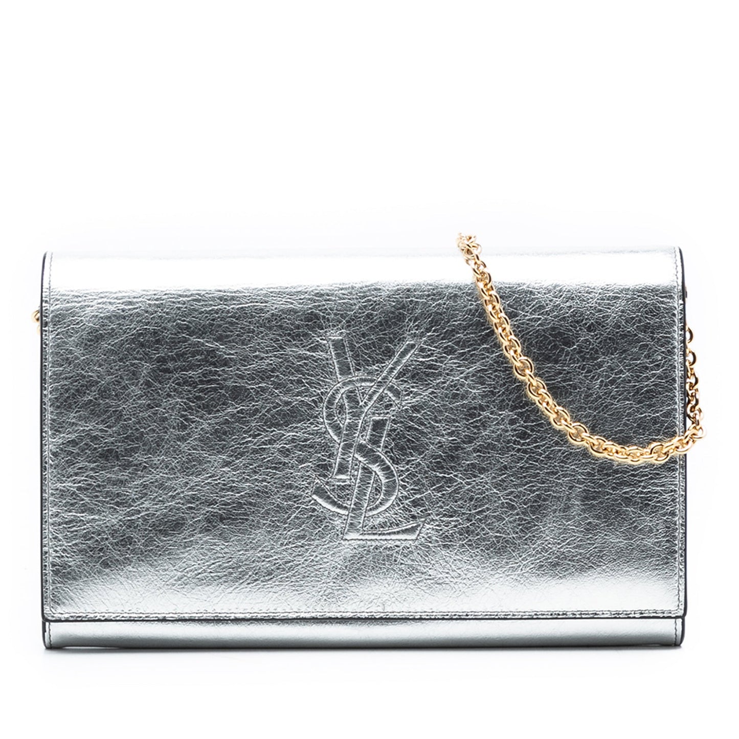 Saint Laurent Crinkled Metallic Calfskin Belle de Jour Chain Clutch