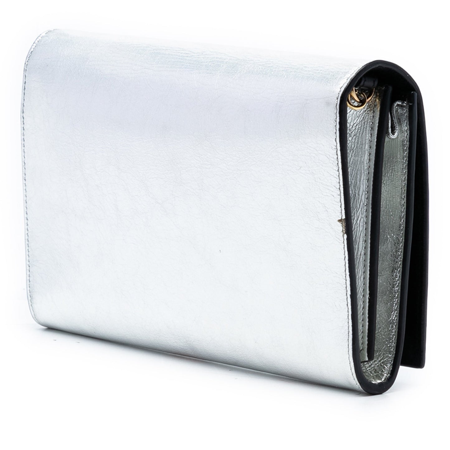 Saint Laurent Crinkled Metallic Calfskin Belle de Jour Chain Clutch
