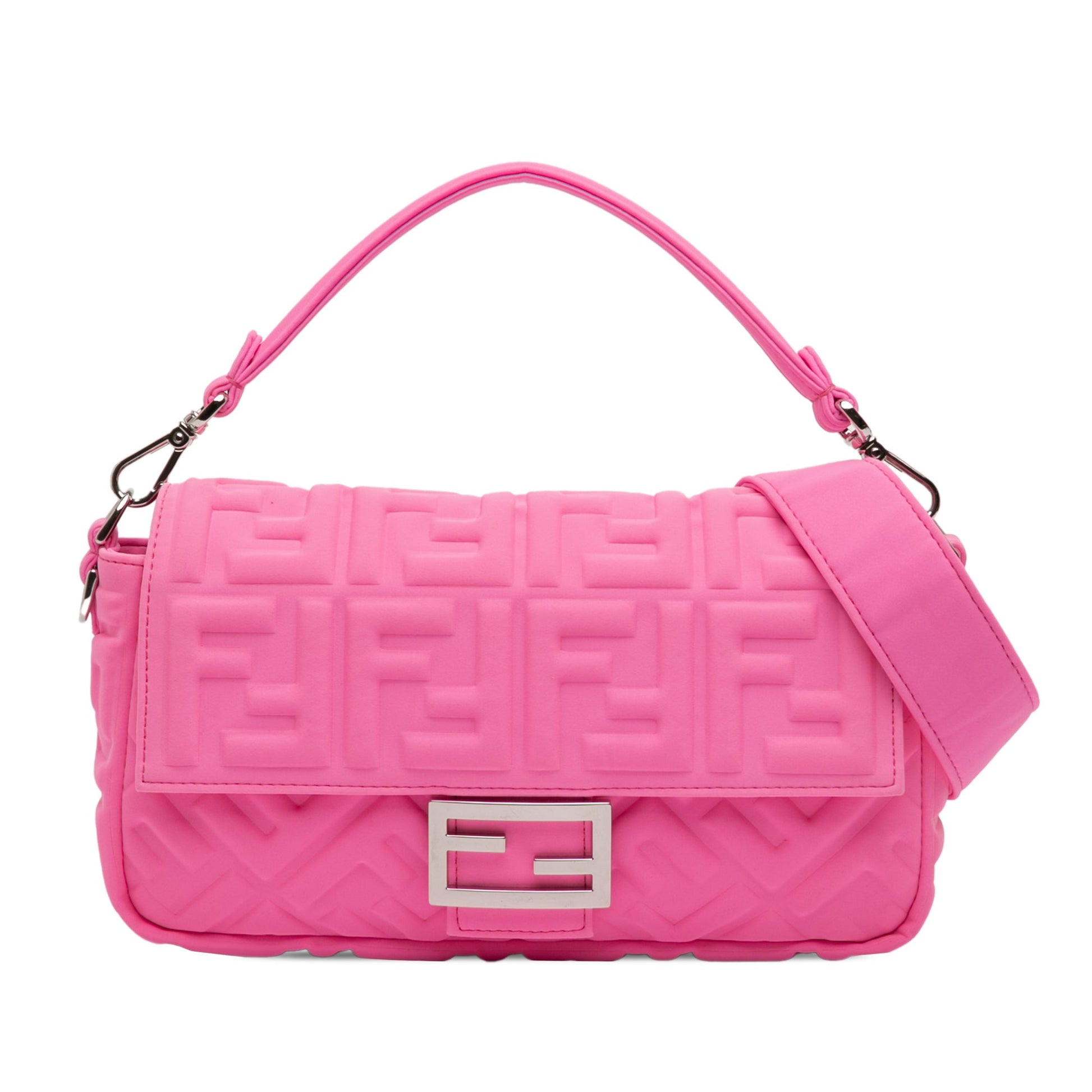 Fendi Medium Embossed Lycra Baguette Satchel