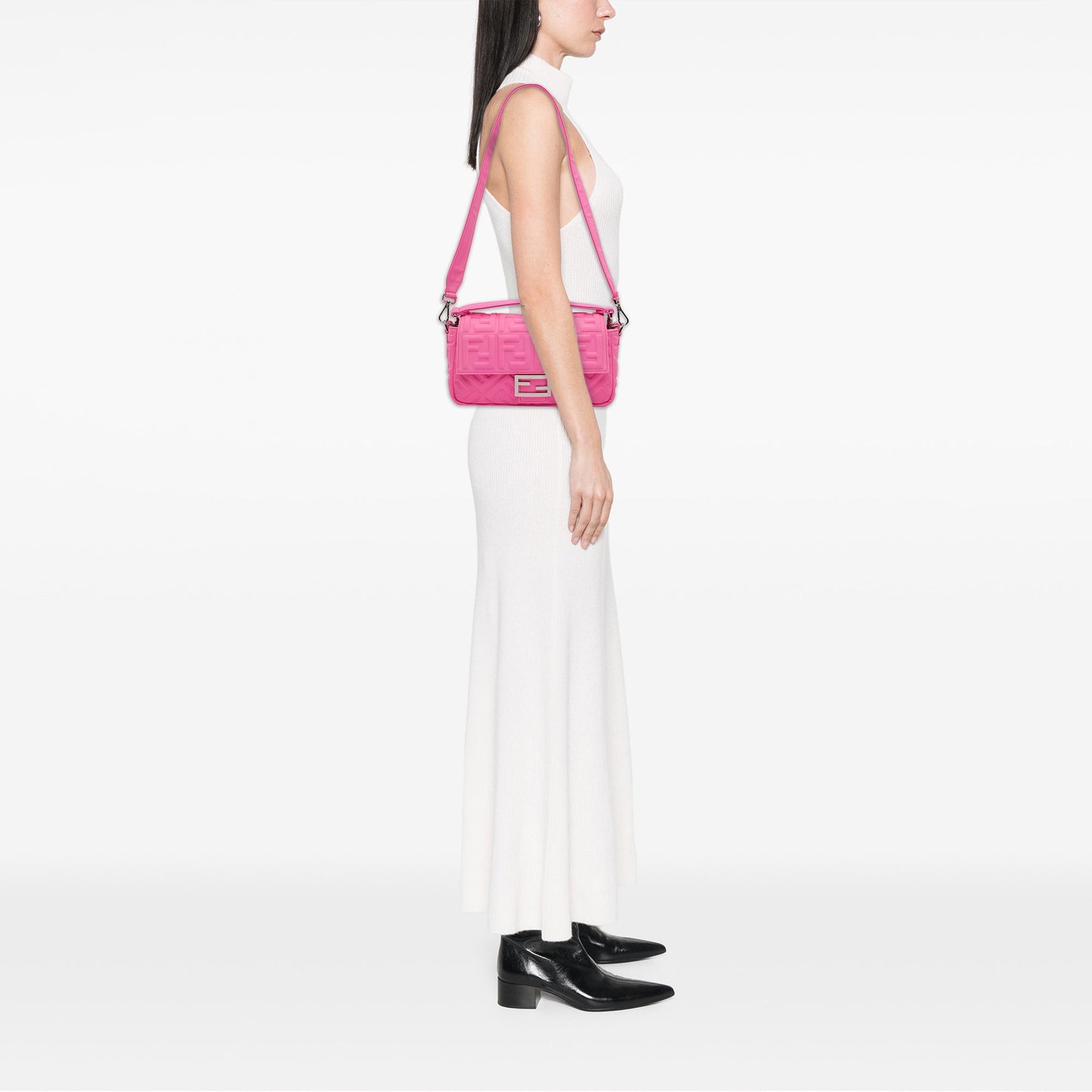 Fendi Medium Embossed Lycra Baguette Satchel