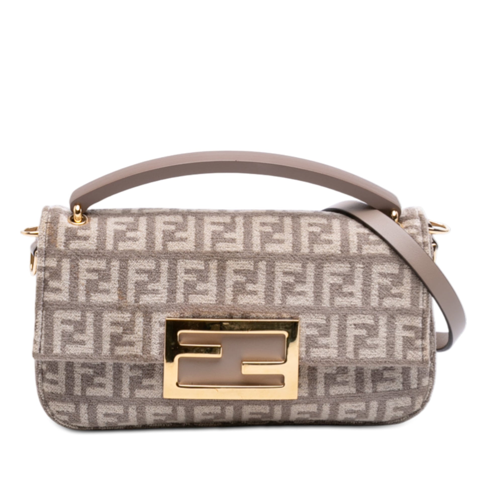 Fendi Zucchino Velvet Baguette Phone Pouch Satchel