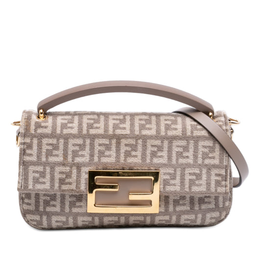 Fendi Zucchino Velvet Baguette Phone Pouch Satchel
