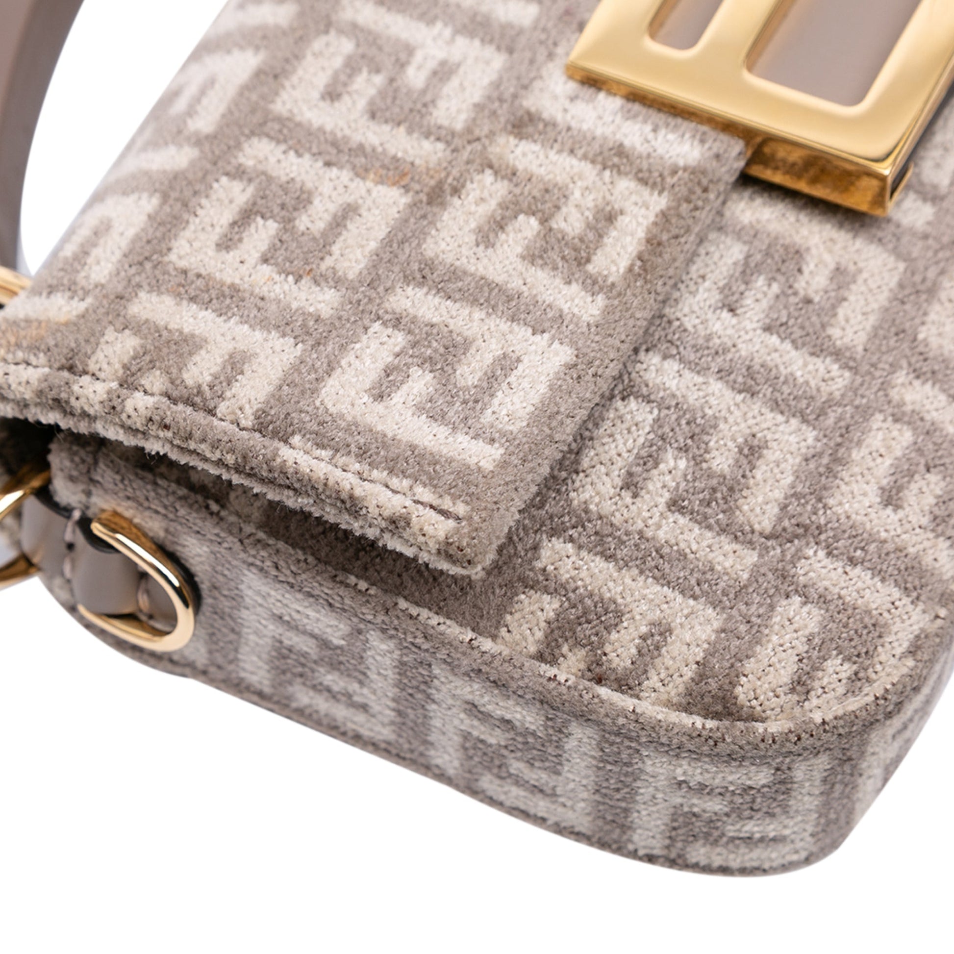 Fendi Zucchino Velvet Baguette Phone Pouch Satchel