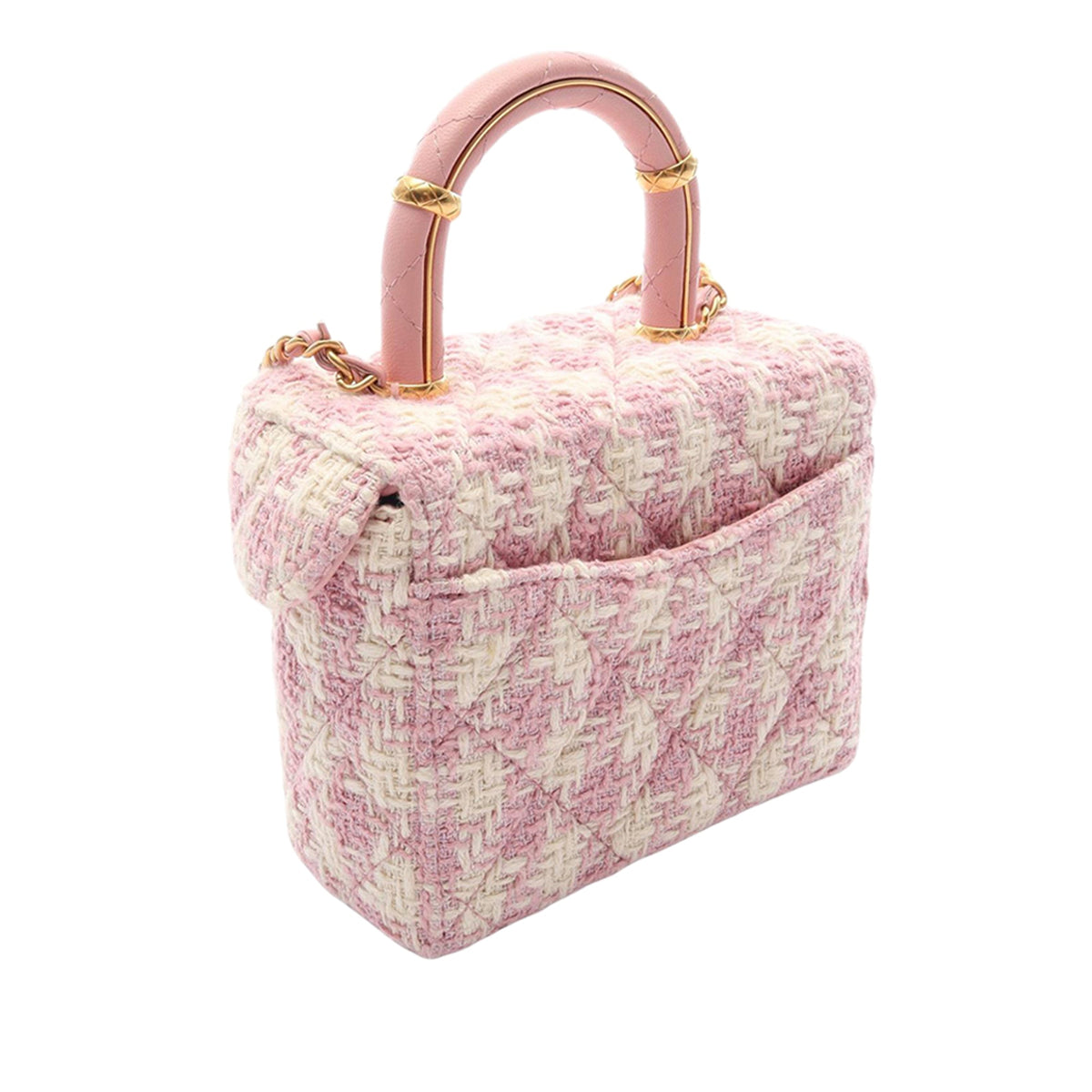 Chanel Mini Tweed Crush Top Handle Bag — Beige