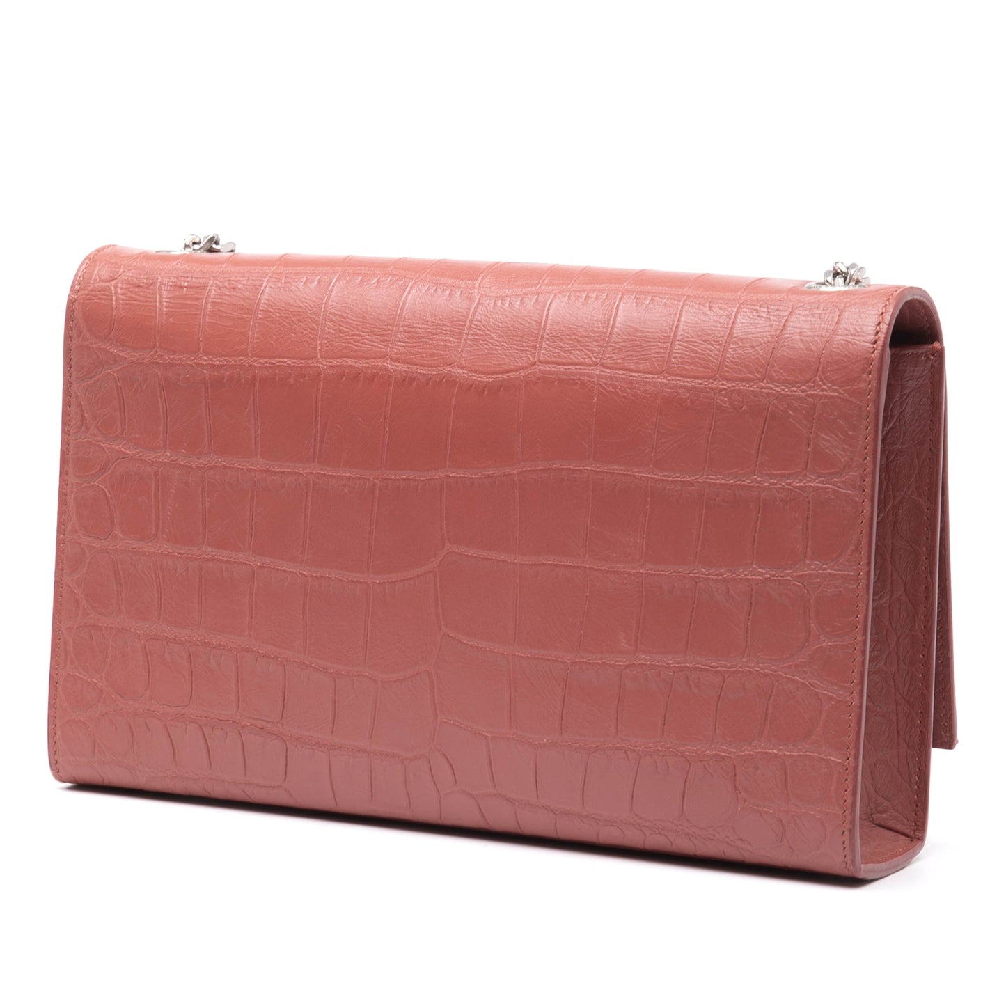 Saint Laurent Medium Croc Embossed Leather Kate Tassel Crossbody