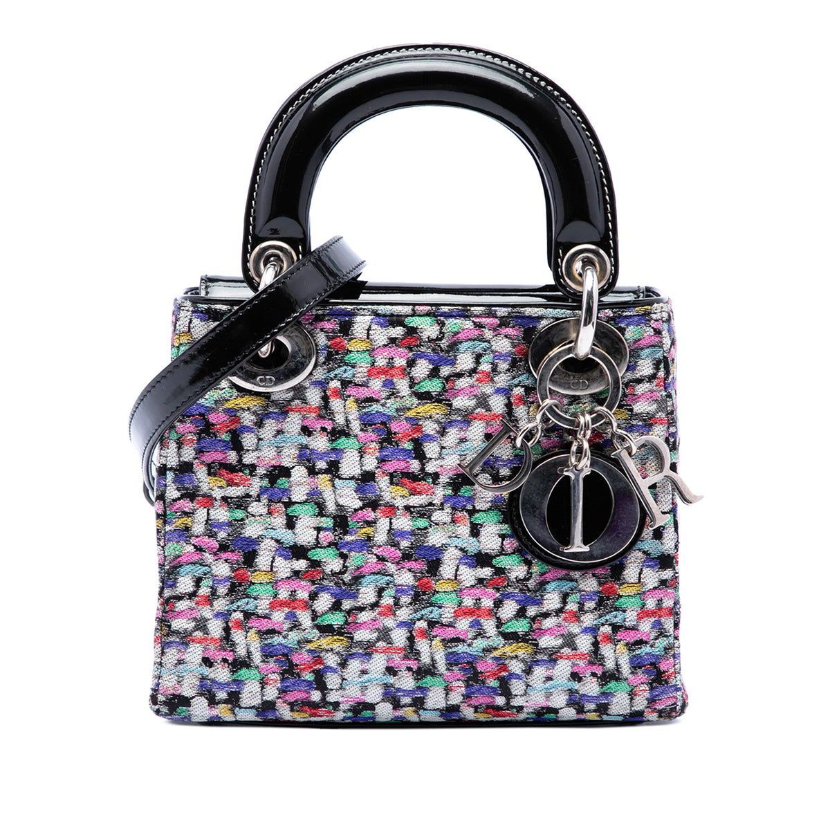 Dior Mini Multicolor Metallic Fabric and Patent Leather Lady Dior — Black
