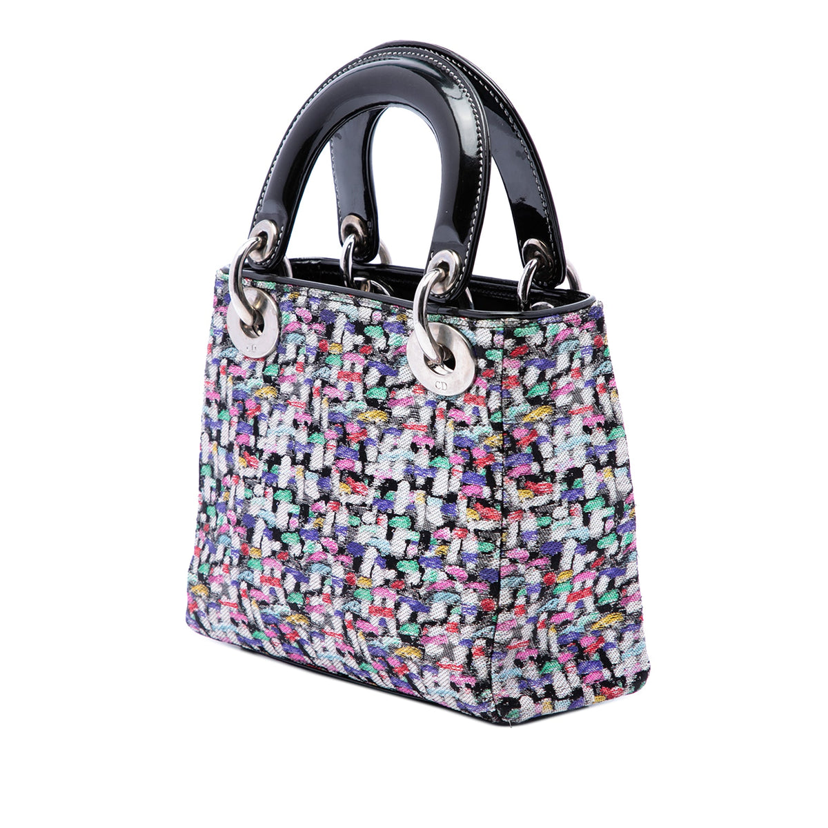 Dior Mini Multicolor Metallic Fabric and Patent Leather Lady Dior — Black