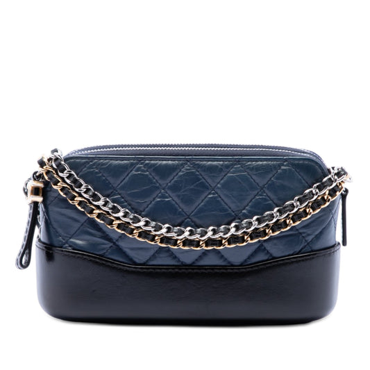 Chanel Bicolor Aged Calfskin Gabrielle Double Zip Clutch with Chain