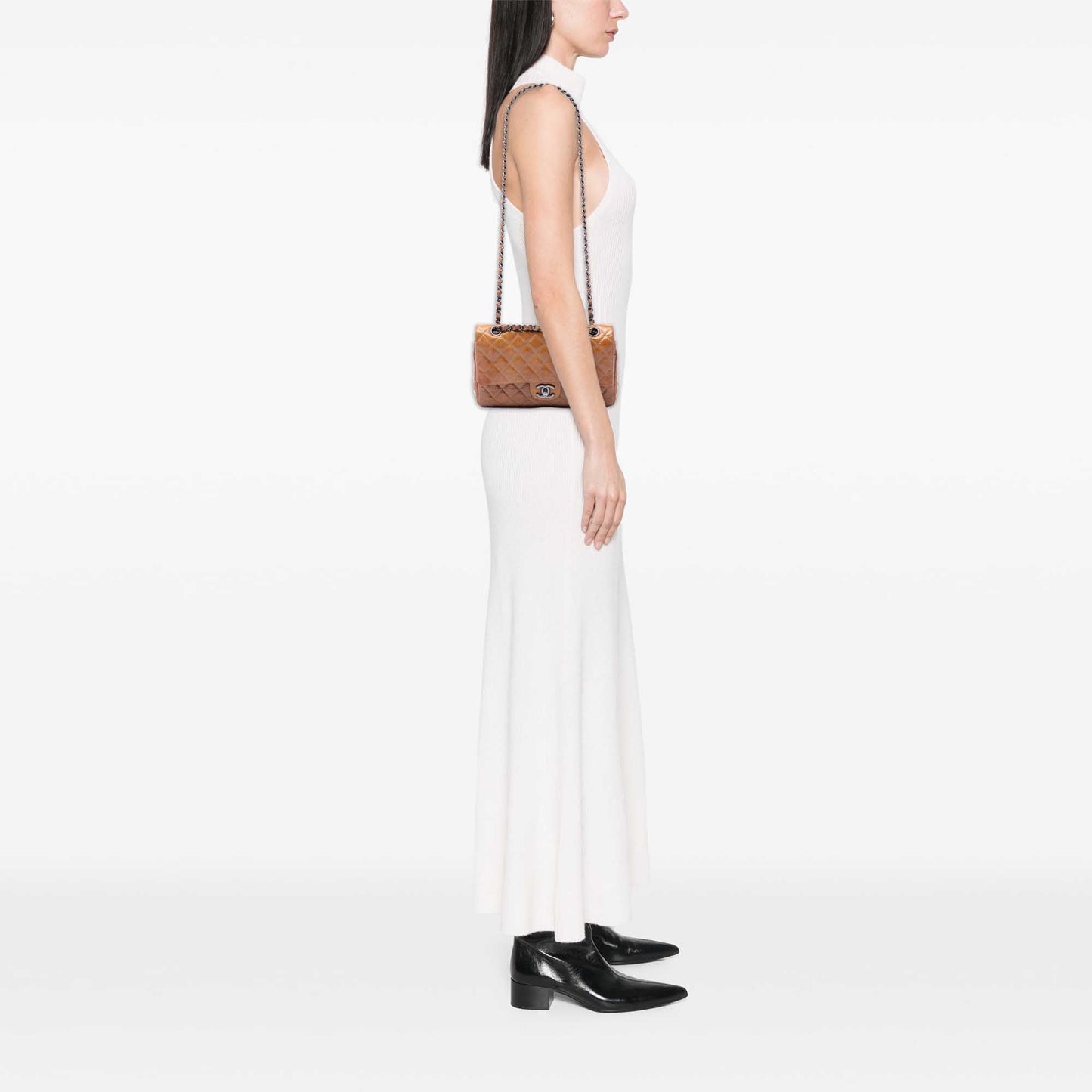 Chanel Medium Classic Crinkled Patent Double Flap