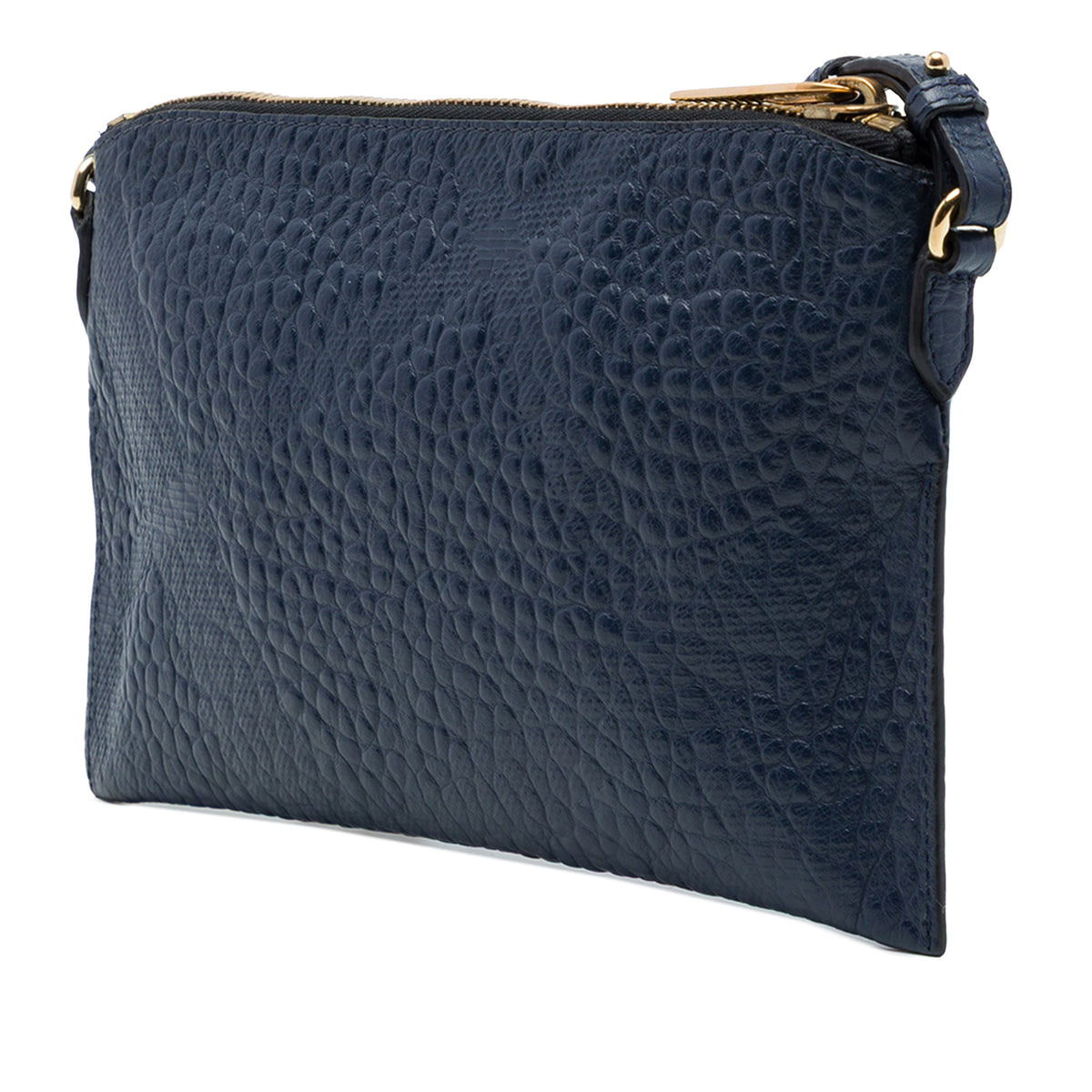 Burberry Small Grain Check Embossed Leather Chichester Crossbody — Blue