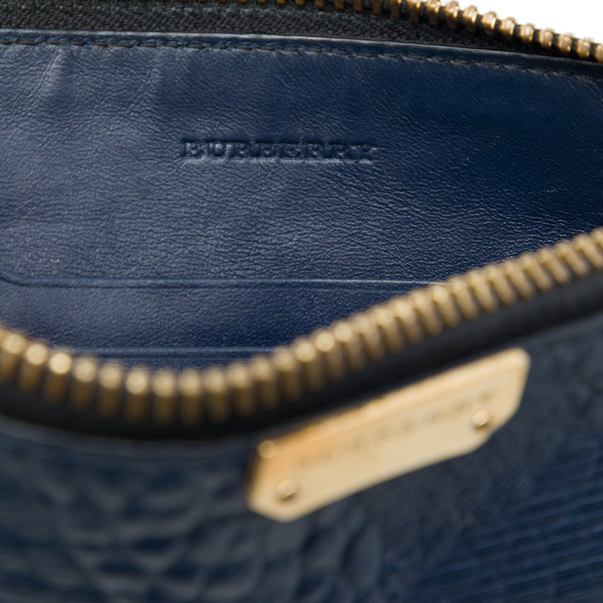 Burberry Small Grain Check Embossed Leather Chichester Crossbody — Blue