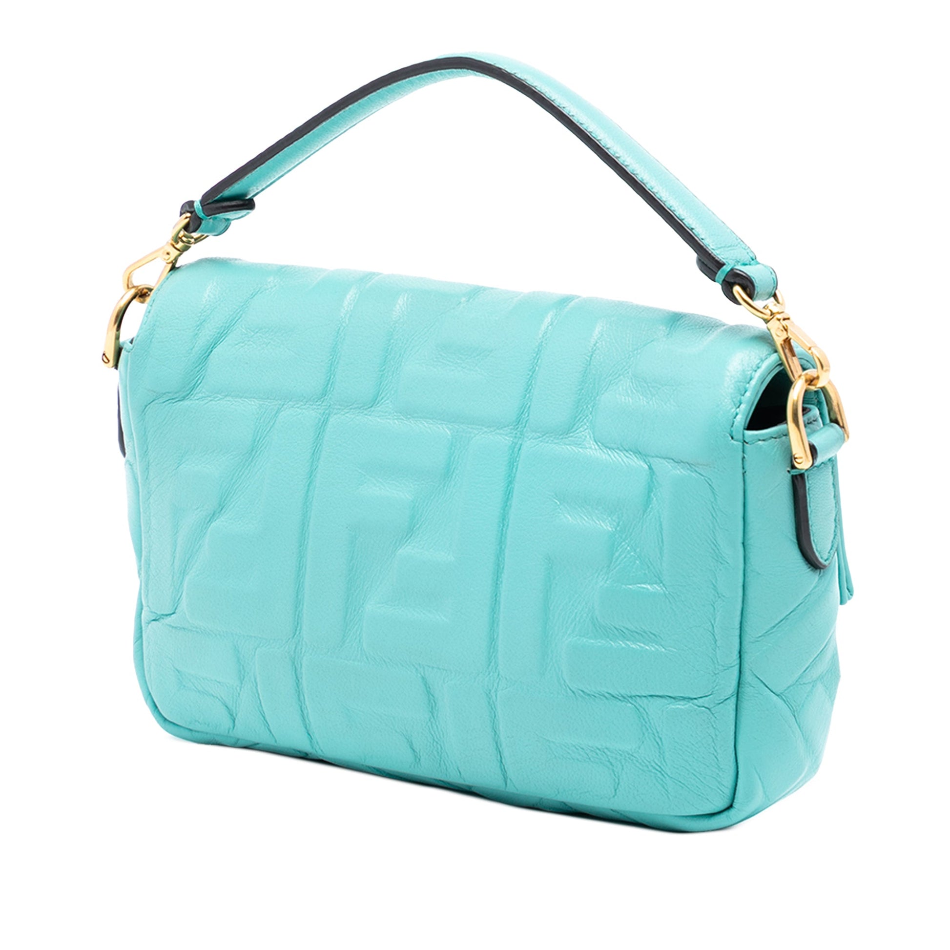 Fendi Mini Zucca Embossed Leather Baguette Satchel