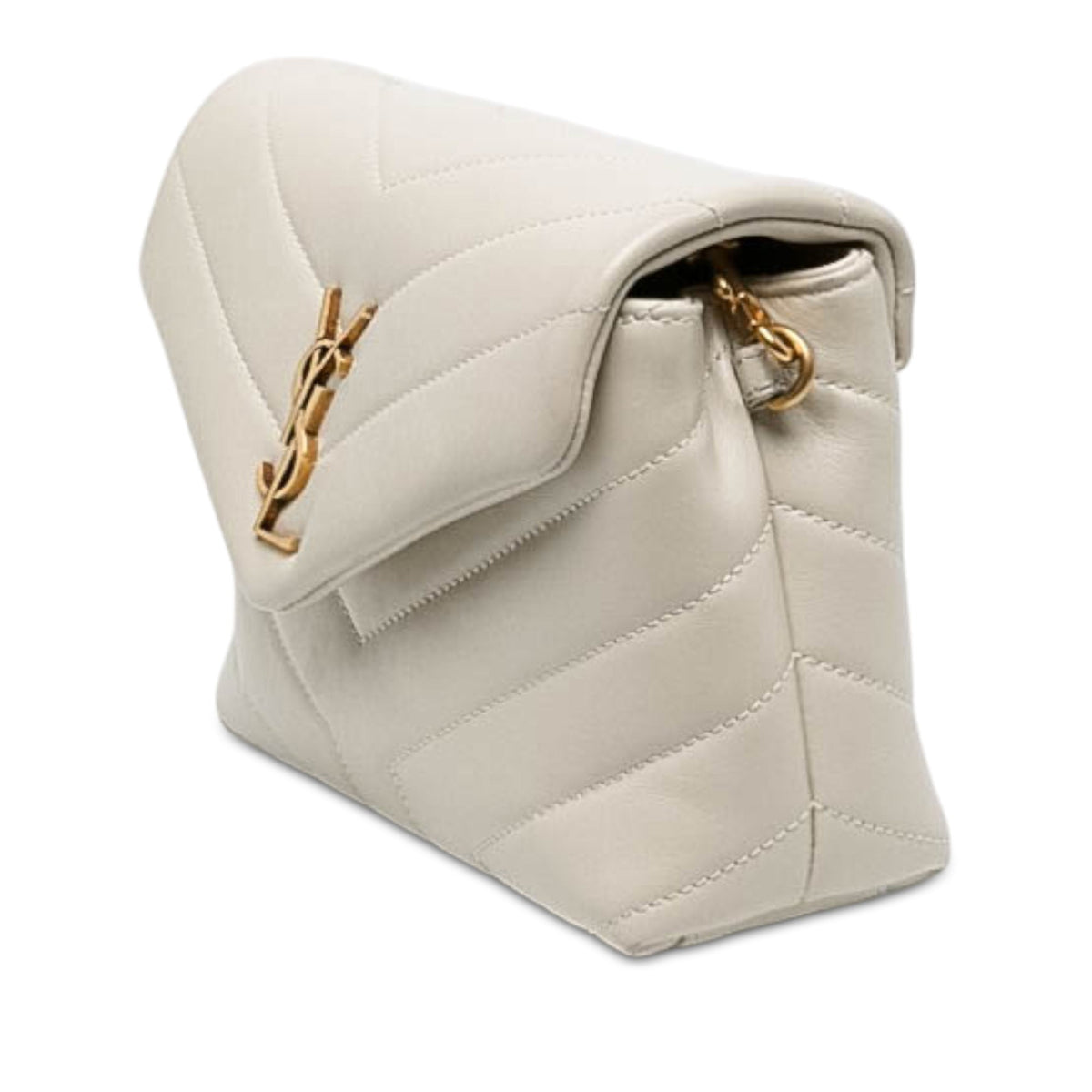 Saint Laurent Toy Matelasse Calfskin Monogram LouLou Crossbody — White