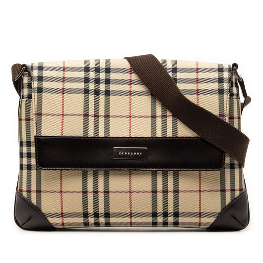 Burberry House Check Canvas Flap Crossbody