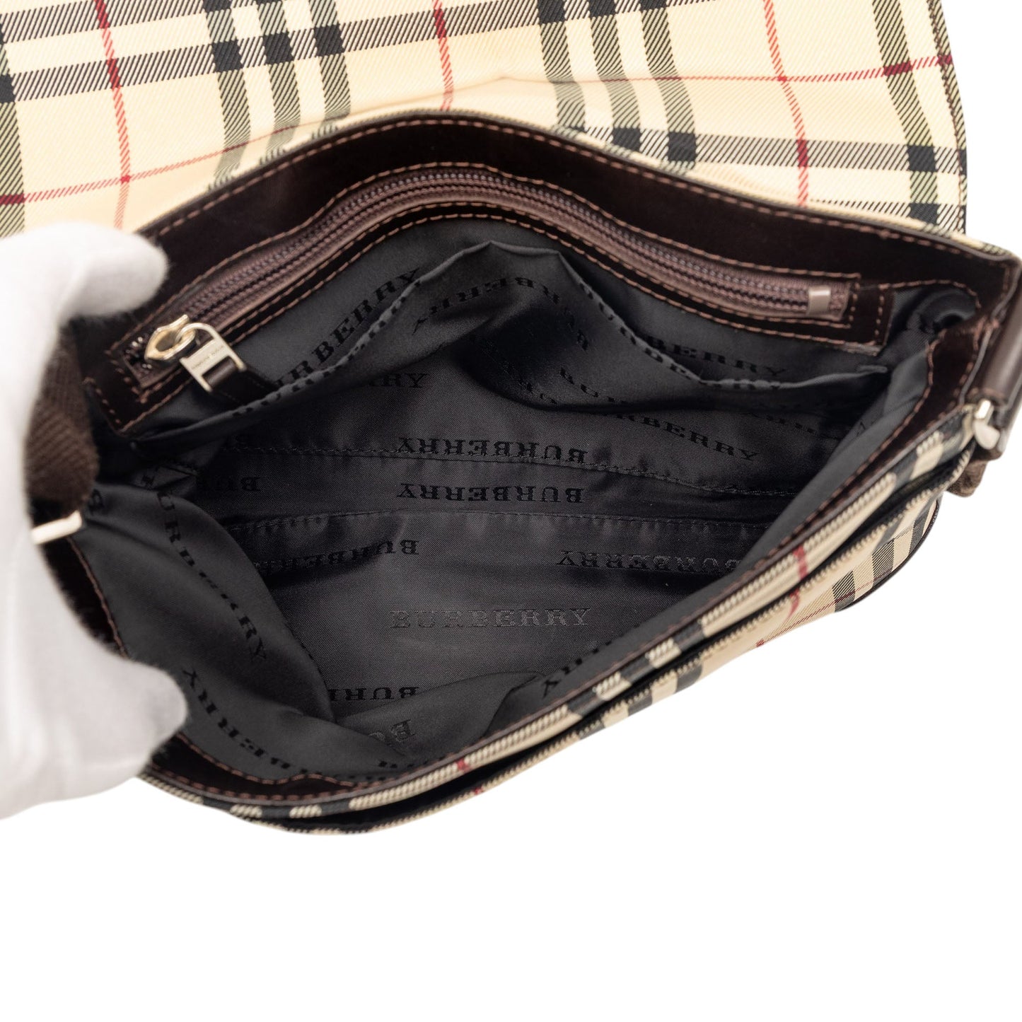 Burberry House Check Canvas Flap Crossbody