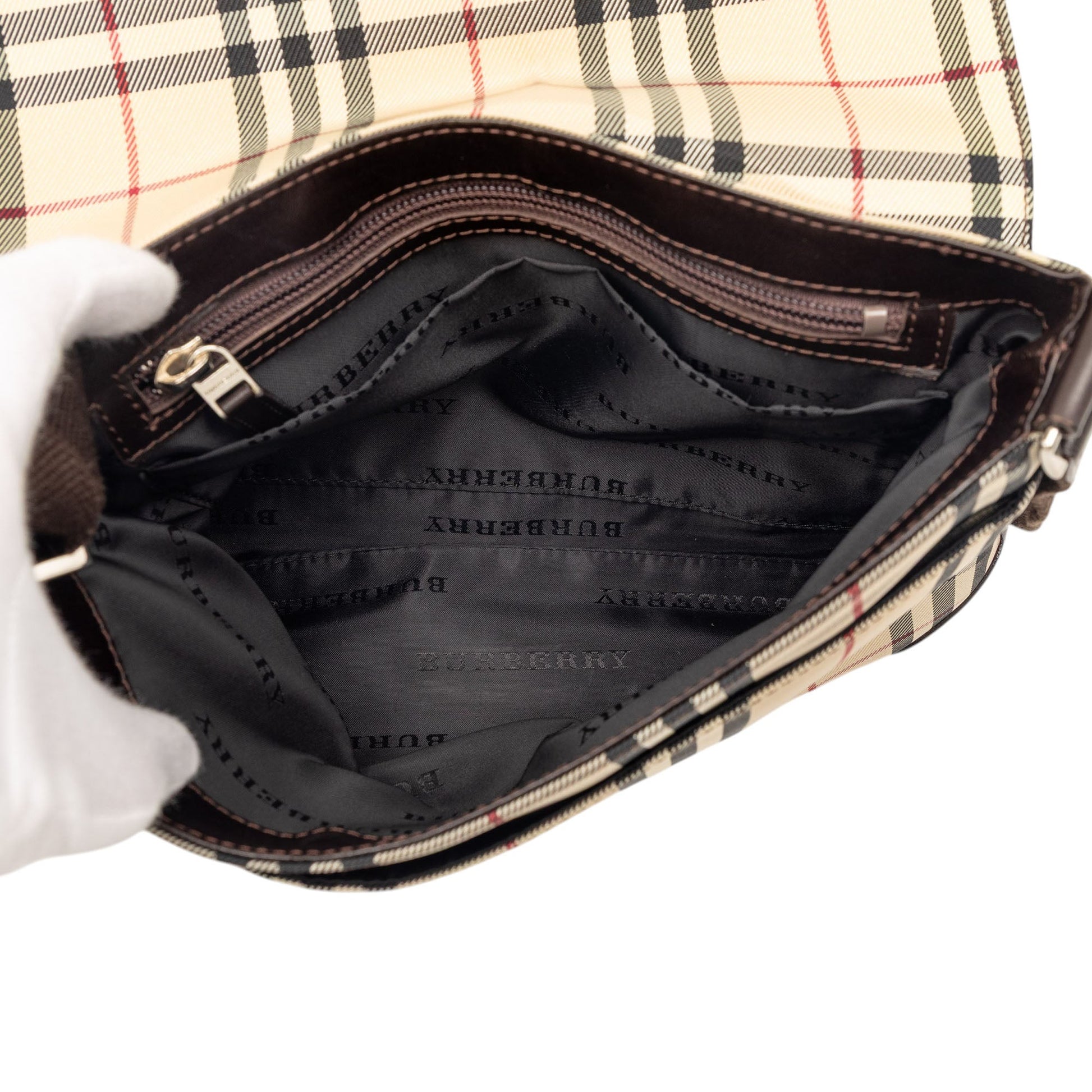 Burberry House Check Canvas Flap Crossbody
