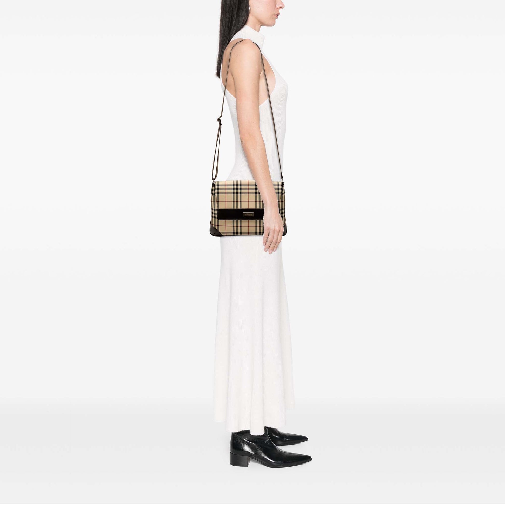 Burberry House Check Canvas Flap Crossbody