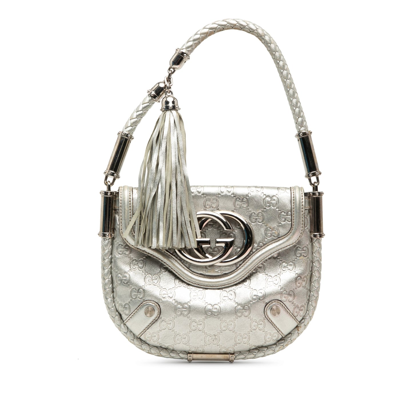 Gucci Medium Metallic Guccissima Britt Tassel Flap Handbag