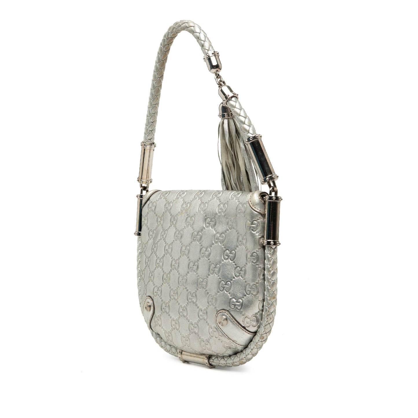 Gucci Medium Metallic Guccissima Britt Tassel Flap Handbag