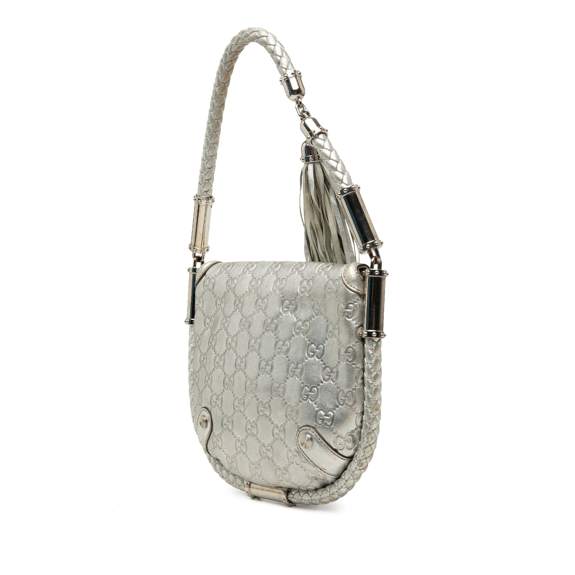 Gucci Medium Metallic Guccissima Britt Tassel Flap Handbag