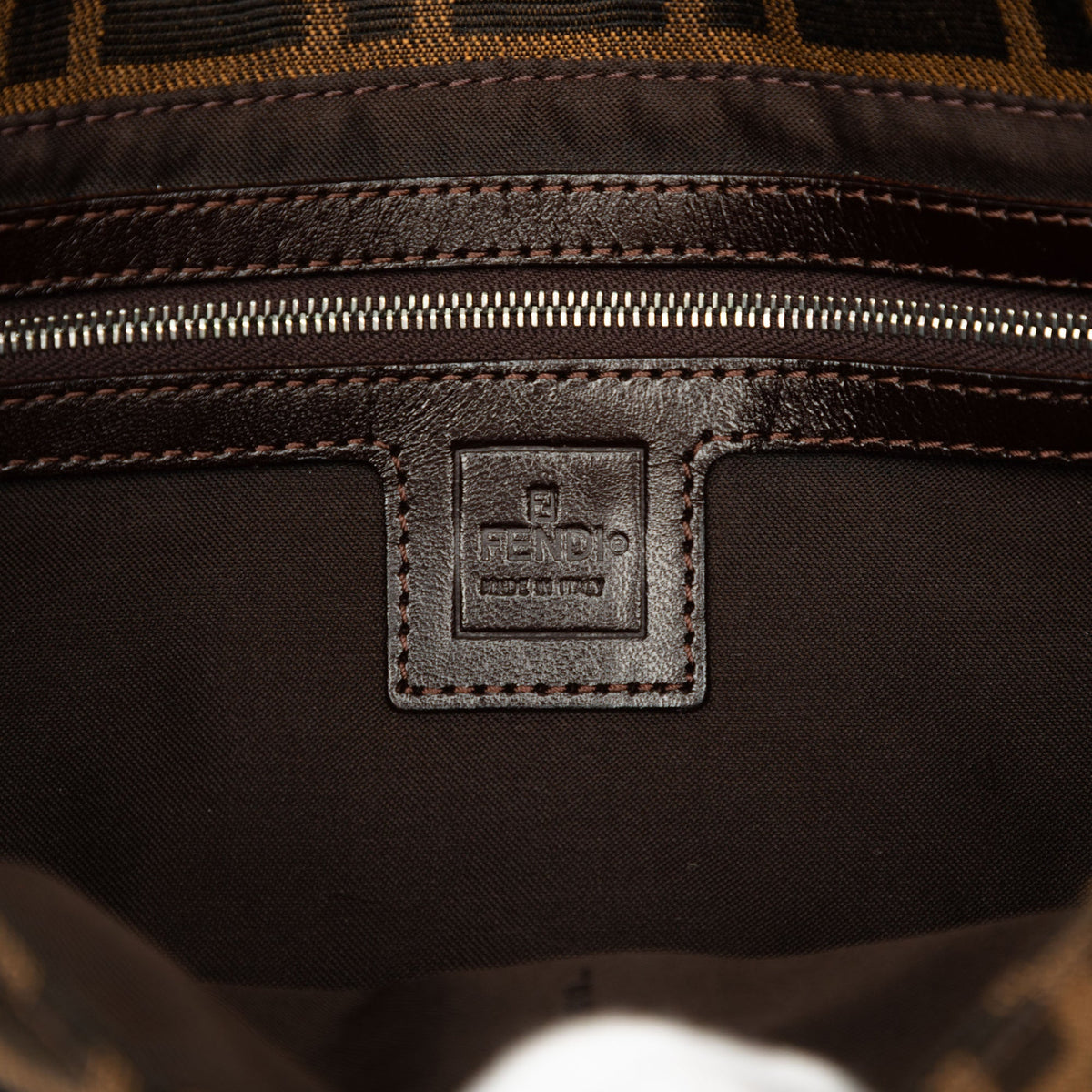 Fendi Zucca Canvas Baguette — Brown